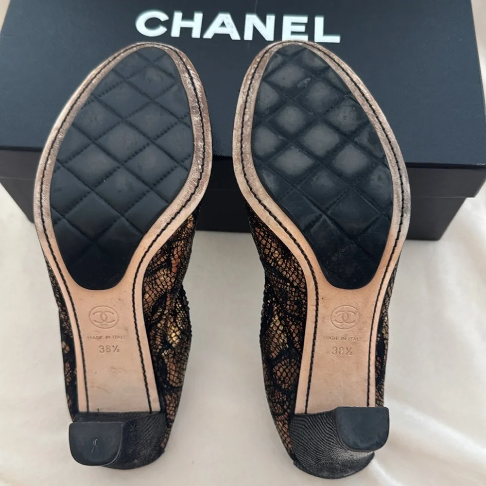 Chanel Black and Gold Heels